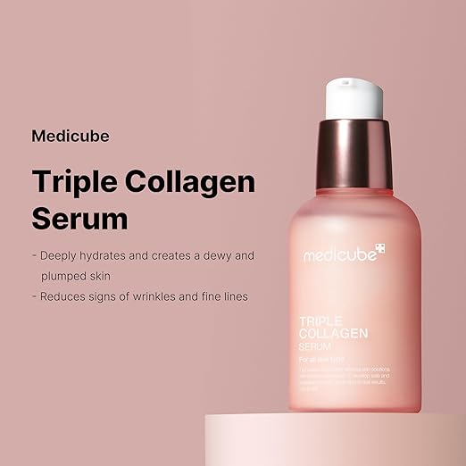Medicube Triple Collagen Serum 1.85 fl.oz - Nourish dull skin with Triple Collagen Complex - A lightweight serum with Niacinamide and Hyaluronic Acid - Korean Skincare