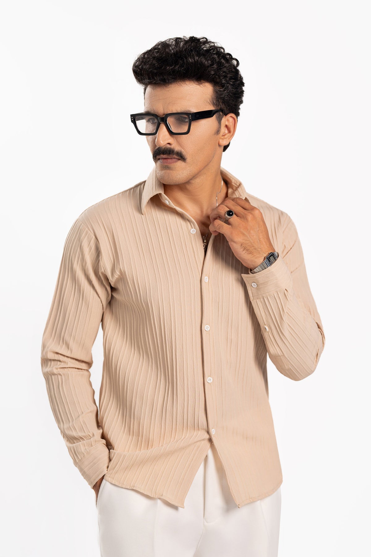 Forteve Beige Threaded Shirt - FS – Forteve Went