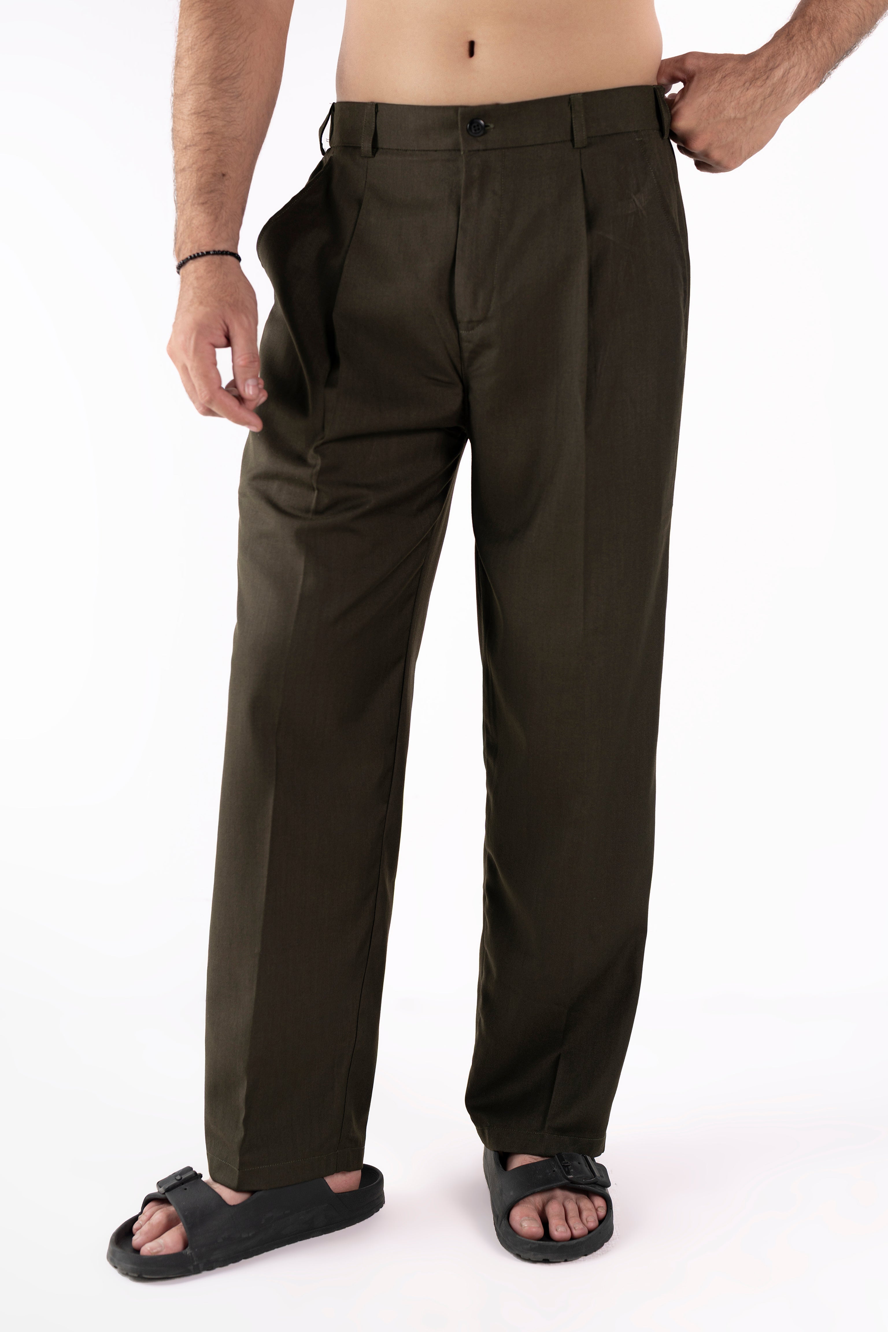Classic Olivine Pleated Pants